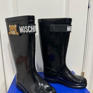 Moschino Kids Black Bear Rain Boots